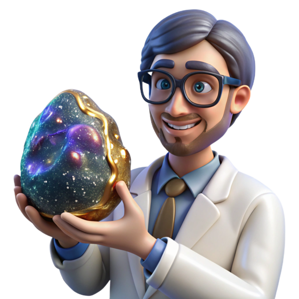 vibrant minimalist Scientist Examining a Fossil Transparent high quality png