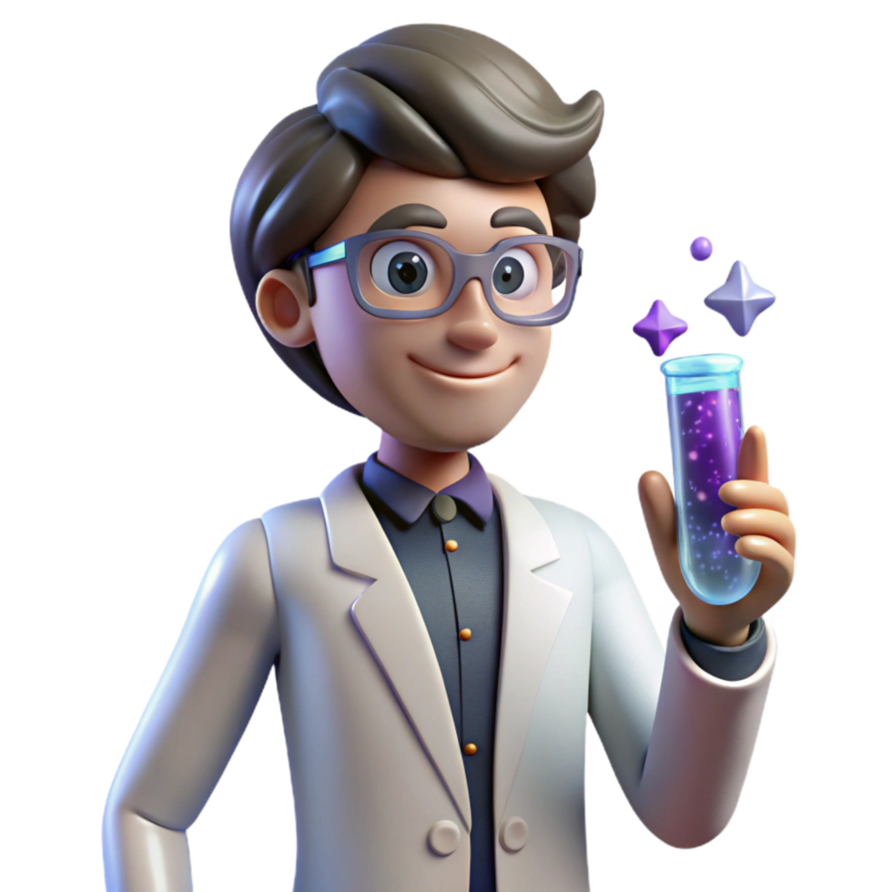 wonderful vintage Scientist Holding a Test Tube Isolated on Transparent Background premium png