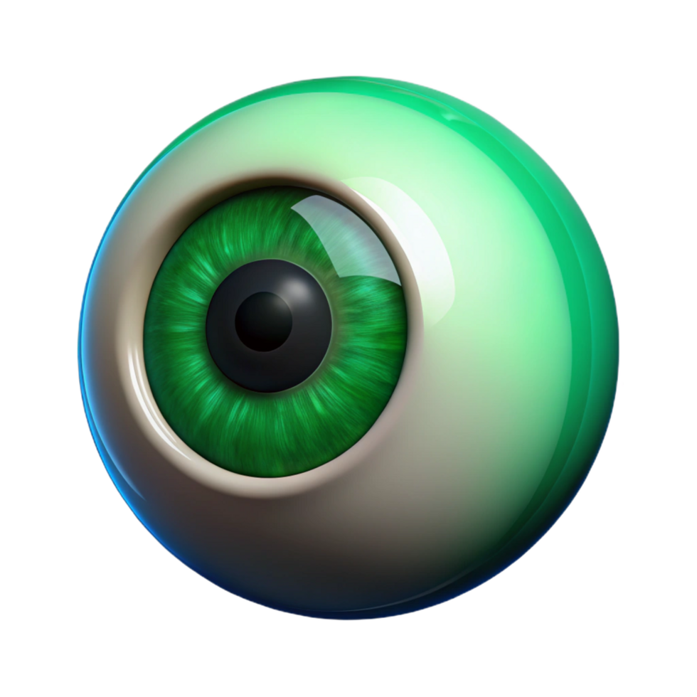alluring avant-garde A single human eye, iris a deep emerald green. NO BACKGROUND with Transparent Background. flawless png