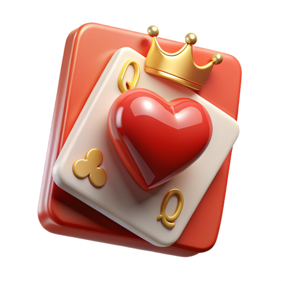 beautiful unforgettable A single playing card, the Queen of Hearts. NO BACKGROUND with Transparent Background. png