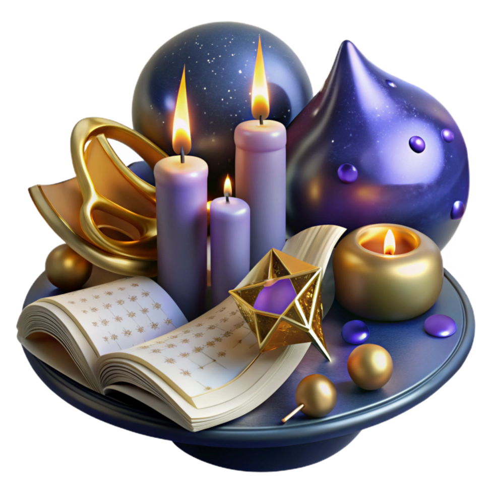 serene vintage Sheet Music and Candles Cutout with Romantic Ambiance Isolated original png