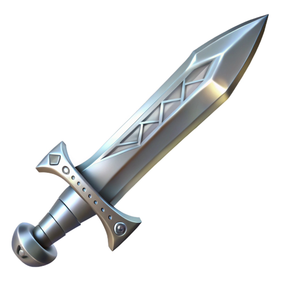 dazzling rustic A single, gleaming silver sword with intricate elven runes, NO BACKGROUND with Transparent Background. elite png