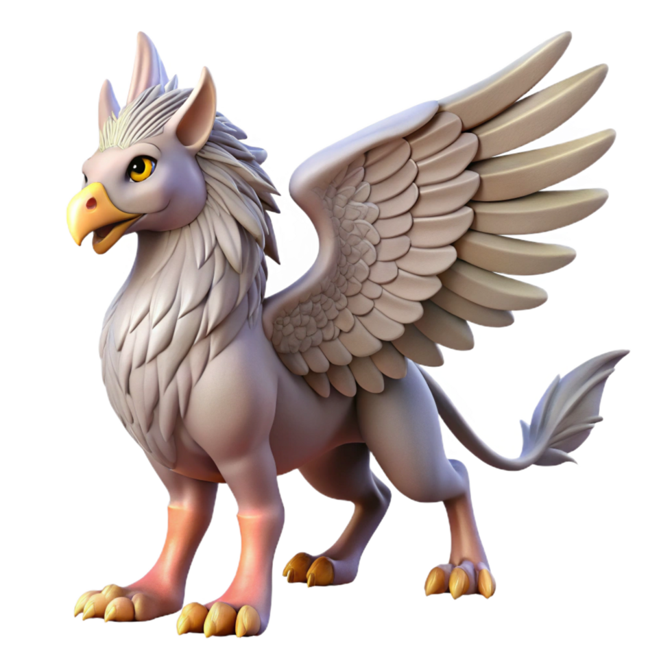 distinguished elegant A majestic griffin, wings outstretched, NO BACKGROUND with Transparent Background. sharp png
