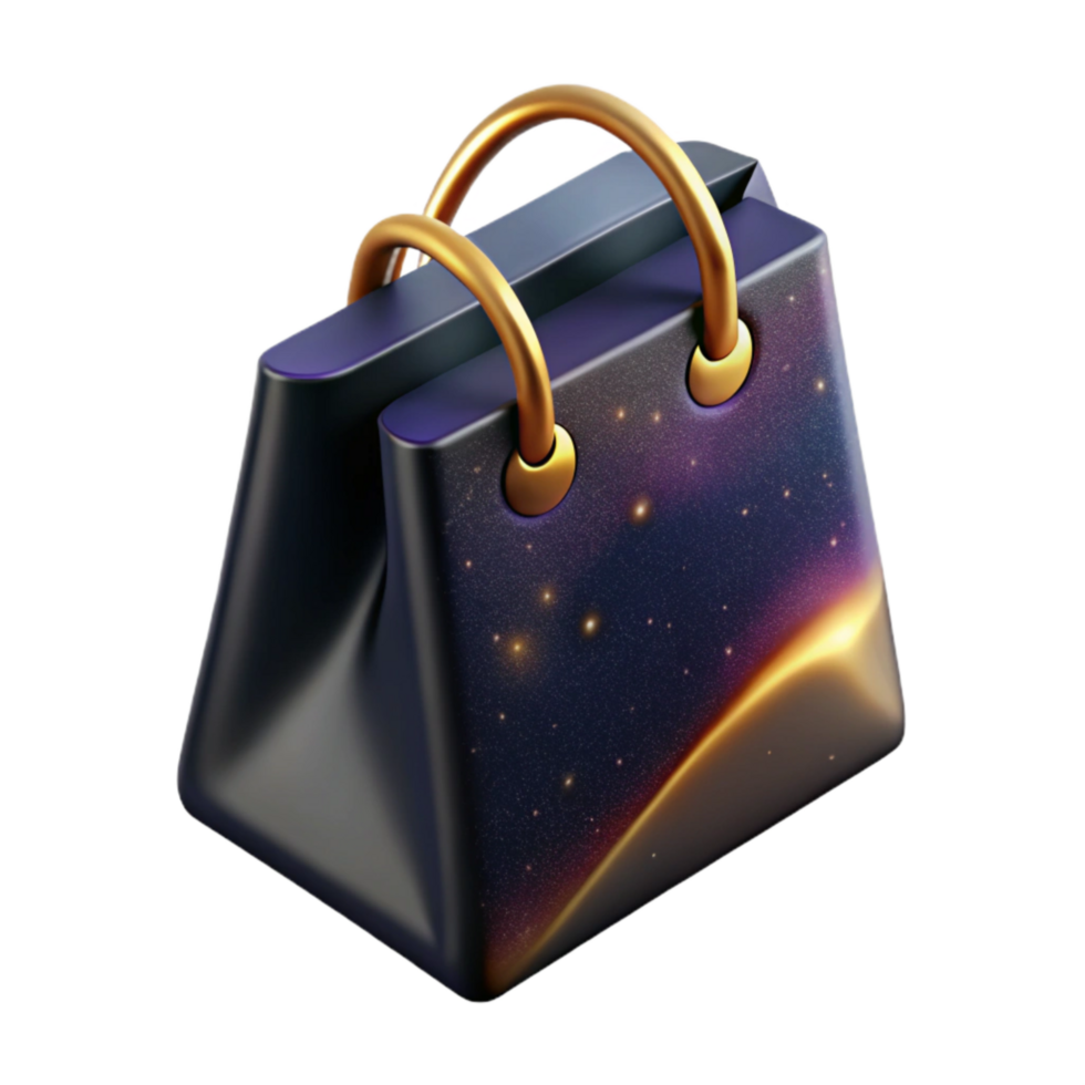 vibrant vintage Shopping Bag with Handles and Shadow Isolated high resolution png