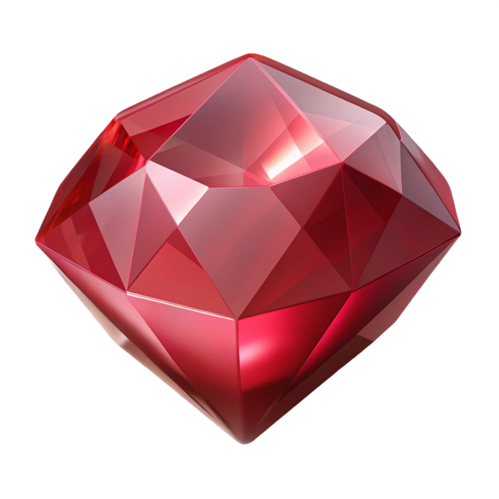 distinguished traditional A single, perfect ruby gemstone, NO BACKGROUND with Transparent Background. 4K png