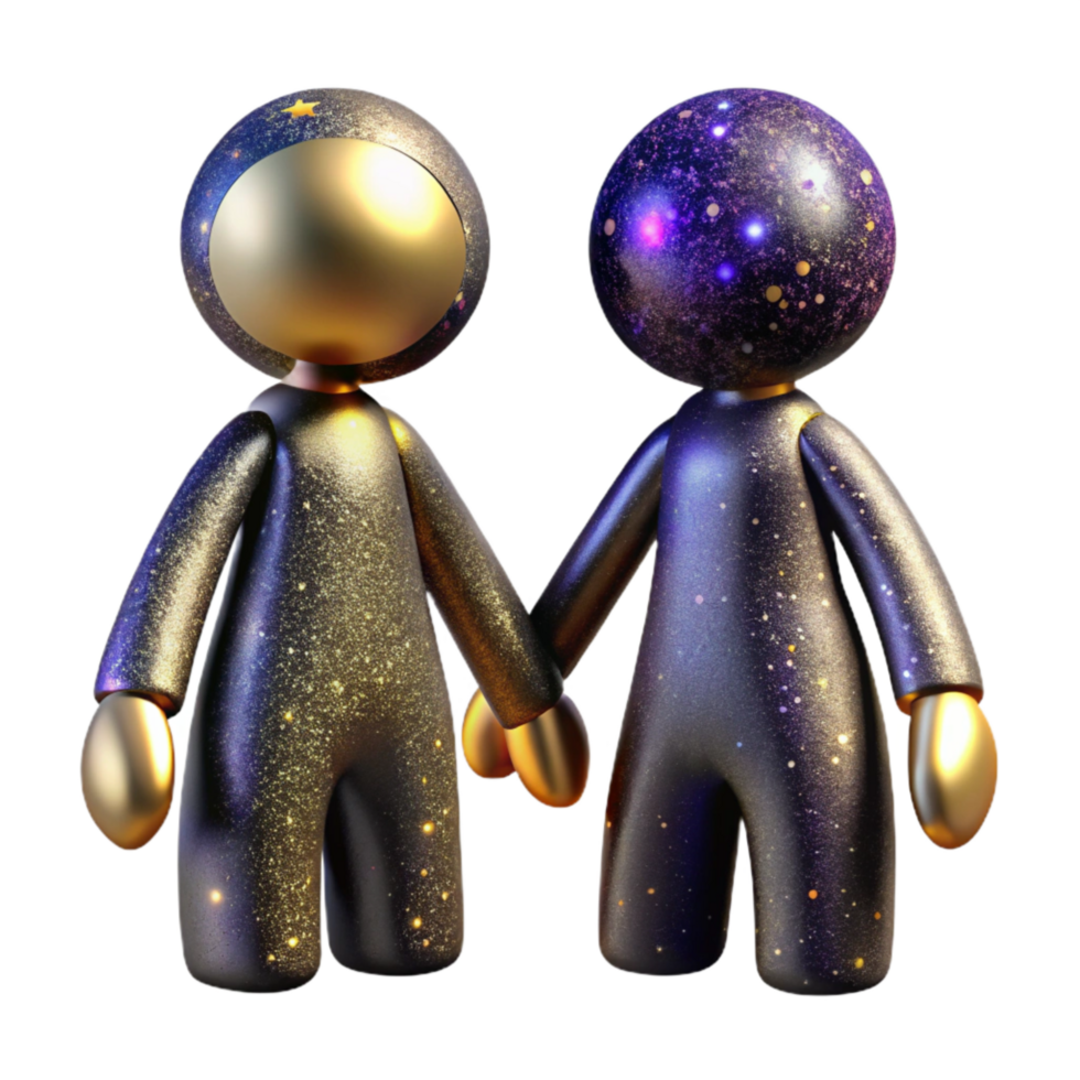 dramatic vintage Silhouetted Figures Holding Hands Isolated high resolution png