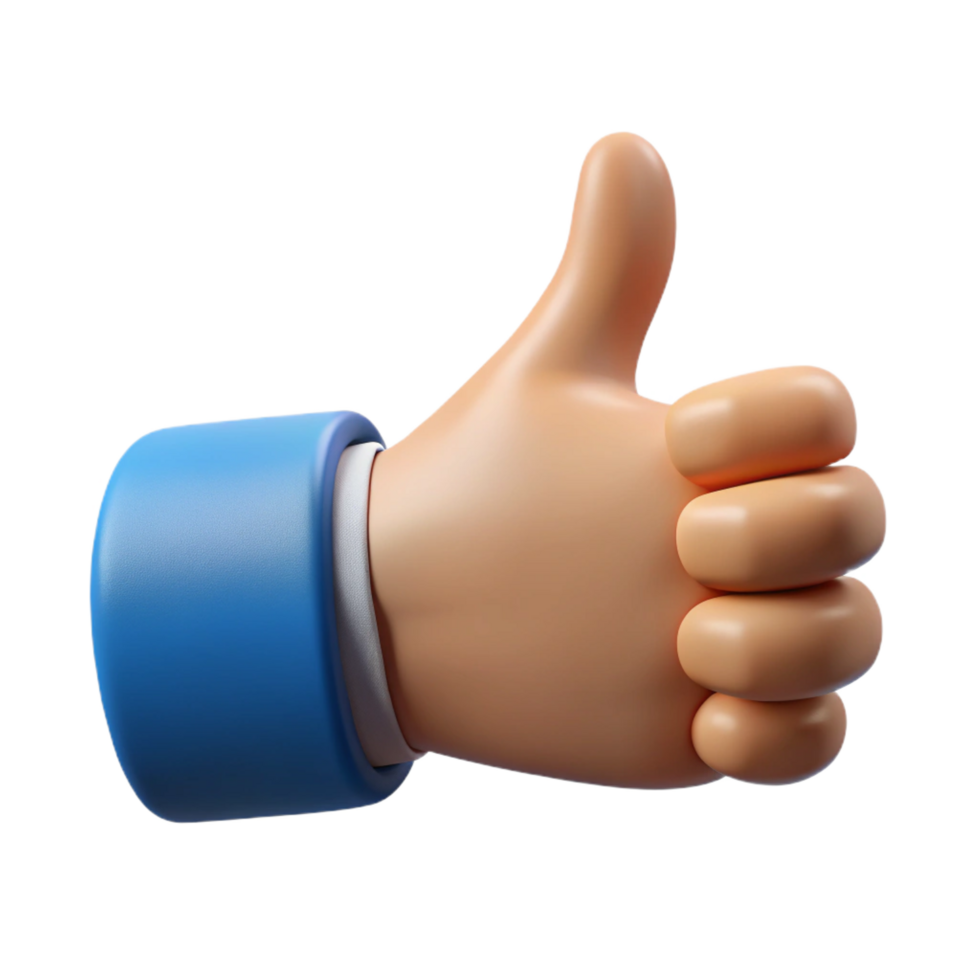 elegant melancholic industrial A hand giving a thumbs up gesture, NO BACKGROUND with Transparent Background. expertly shot png