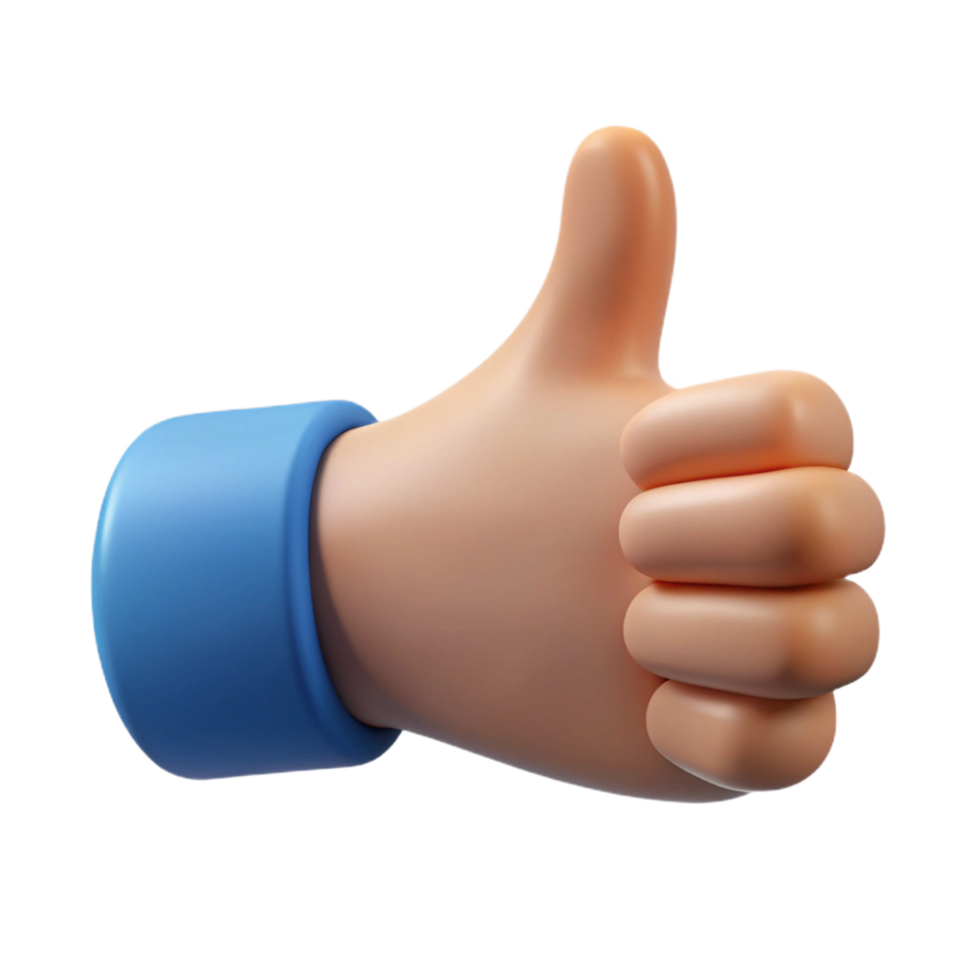 picturesque standout A hand giving a thumbs up gesture, NO BACKGROUND with Transparent Background. png