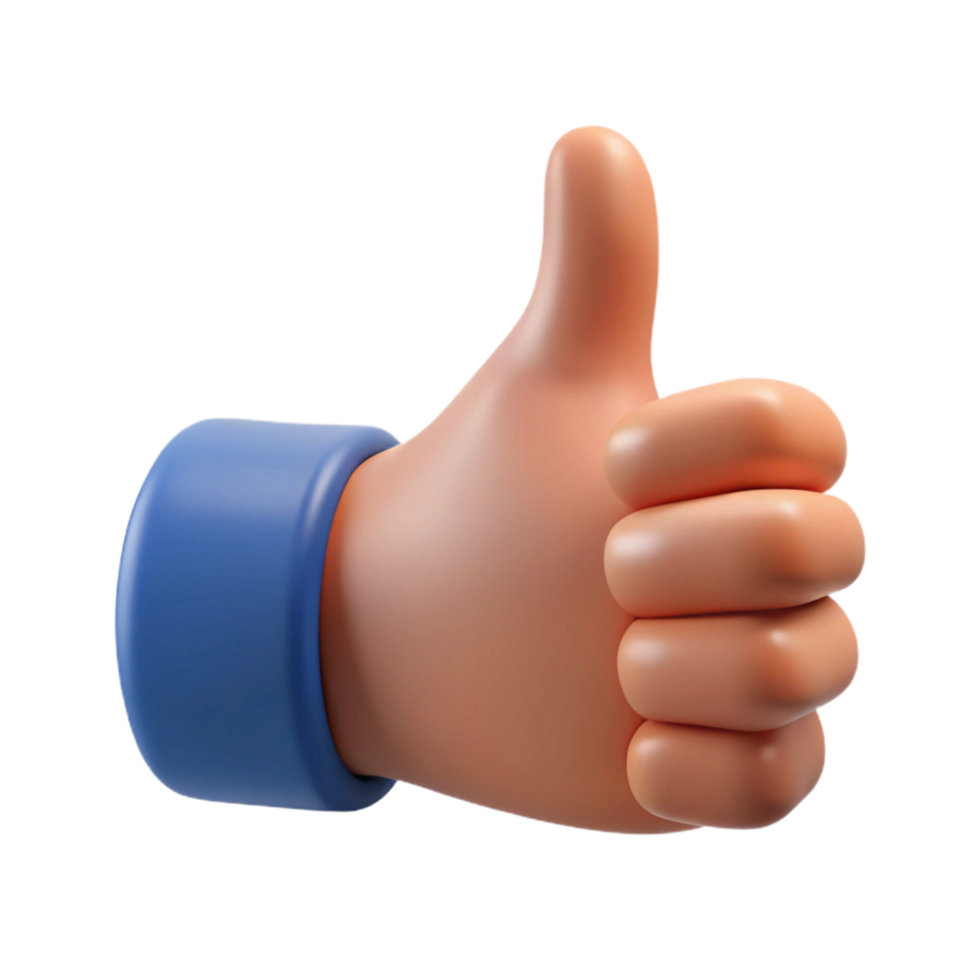 enchanting memorable A hand giving a thumbs up gesture, NO BACKGROUND with Transparent Background. png