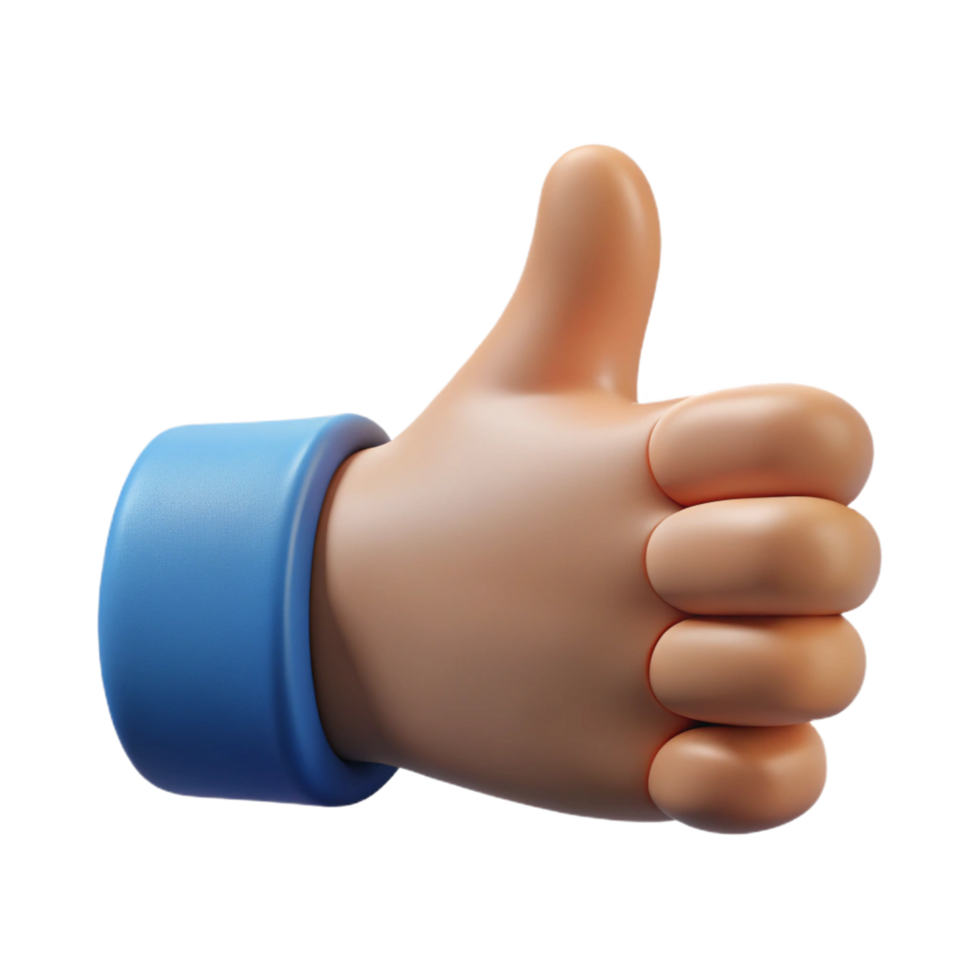 dramatic exemplary A hand giving a thumbs up gesture, NO BACKGROUND with Transparent Background. png