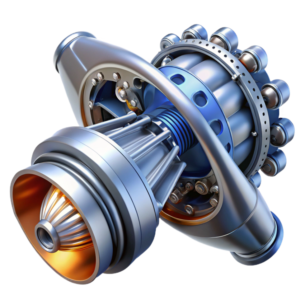 mesmerizing celebrated Spaceship engine nozzle with intricate internal mechanics. NO BACKGROUND with Transparent Background. png