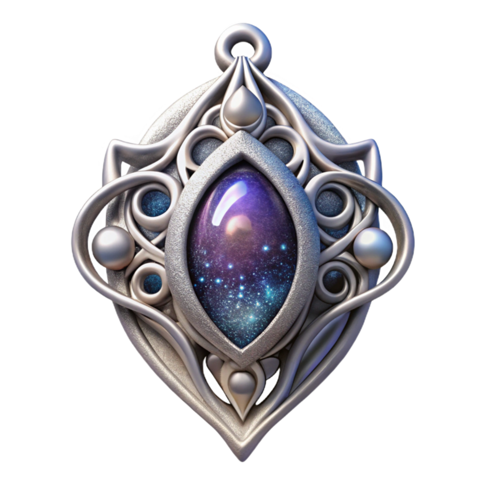 elegant rustic Silver Filigree Pendant Isolated Element professional png