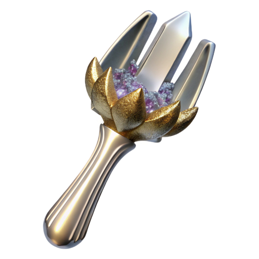 elegant minimalist Silver Fork Side View Transparent Background detailed png
