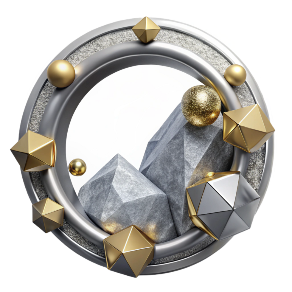 beautiful abstract Silver Geometric Circle Frame Isolated on White genuine png