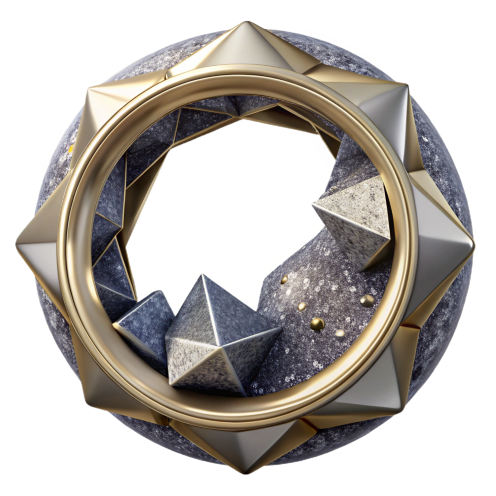 elegant abstract Silver Geometric Circle Frame Isolated on White professional png