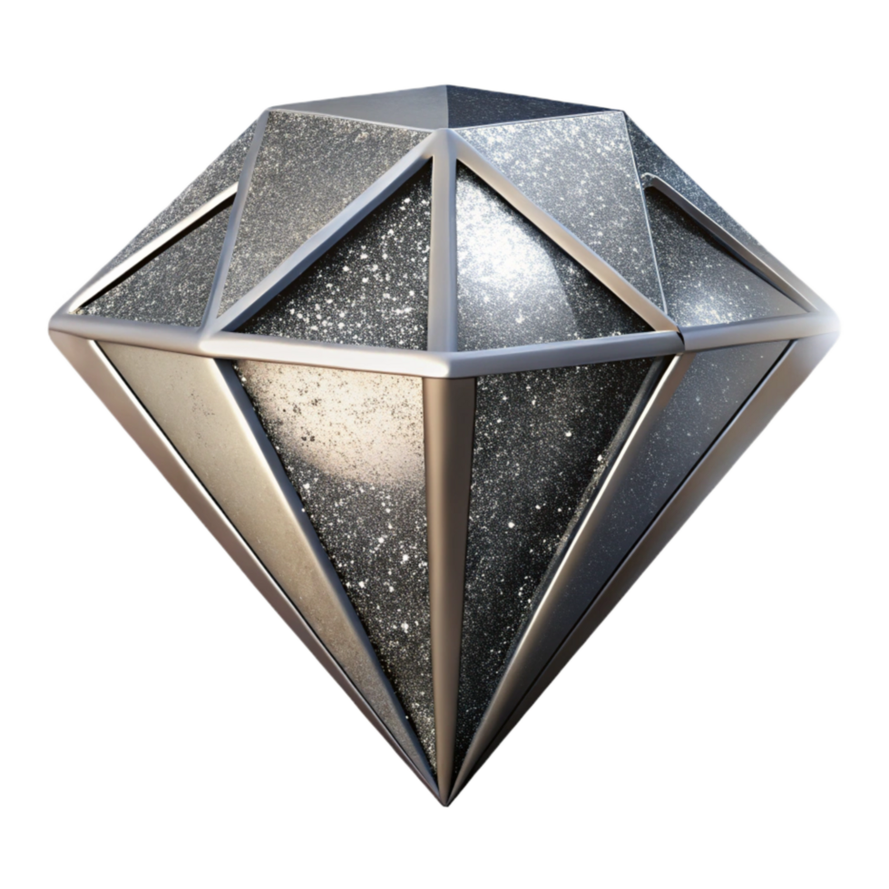 magnificent artistic Silver Geometric Diamond Icon Isolated on White premium png