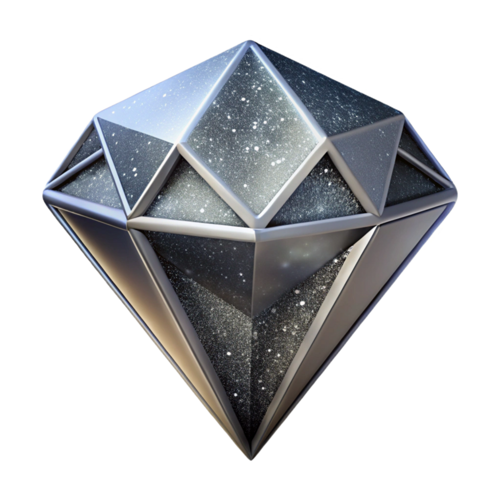 serene abstract Silver Geometric Diamond Icon Isolated on White professional png
