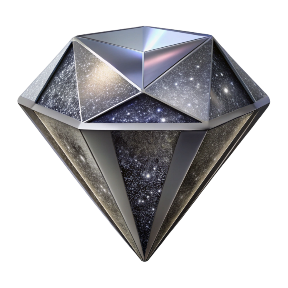 serene abstract Silver Geometric Diamond Isolated on White genuine png