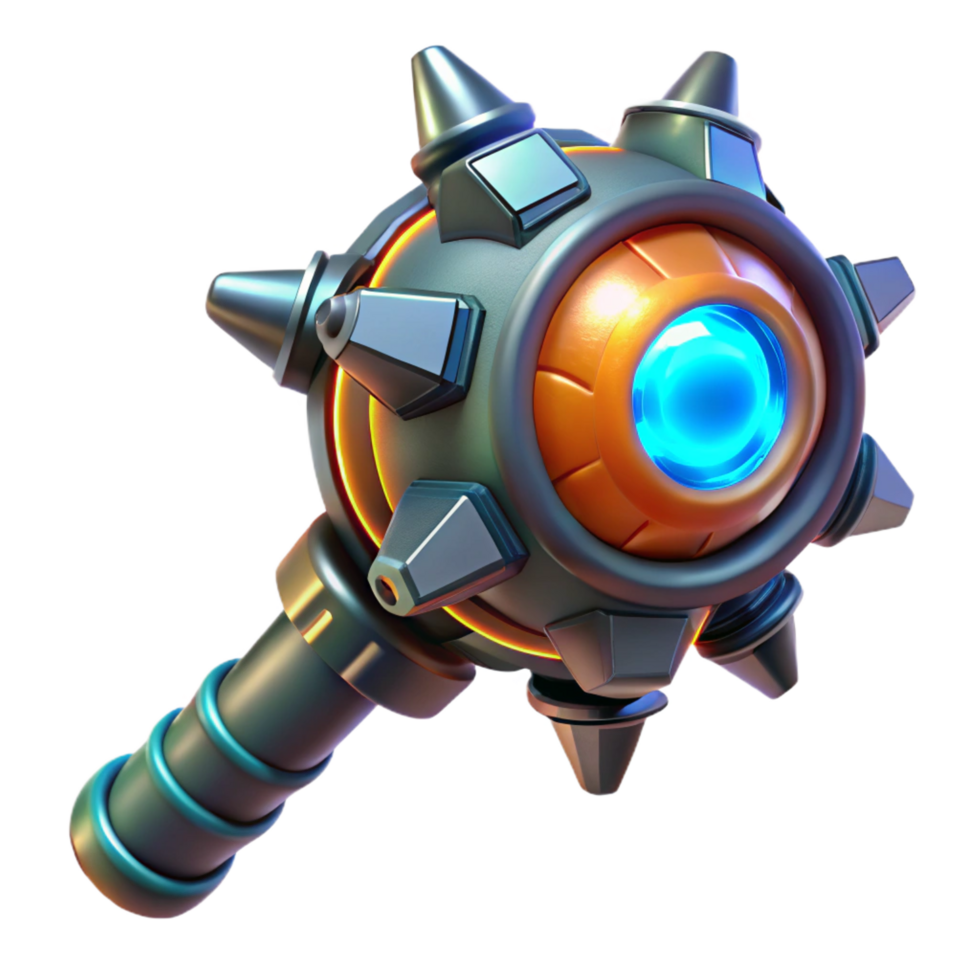 beautiful coastal Alien weapon with glowing energy core and intricate design. NO BACKGROUND with Transparent Background. handcrafted png