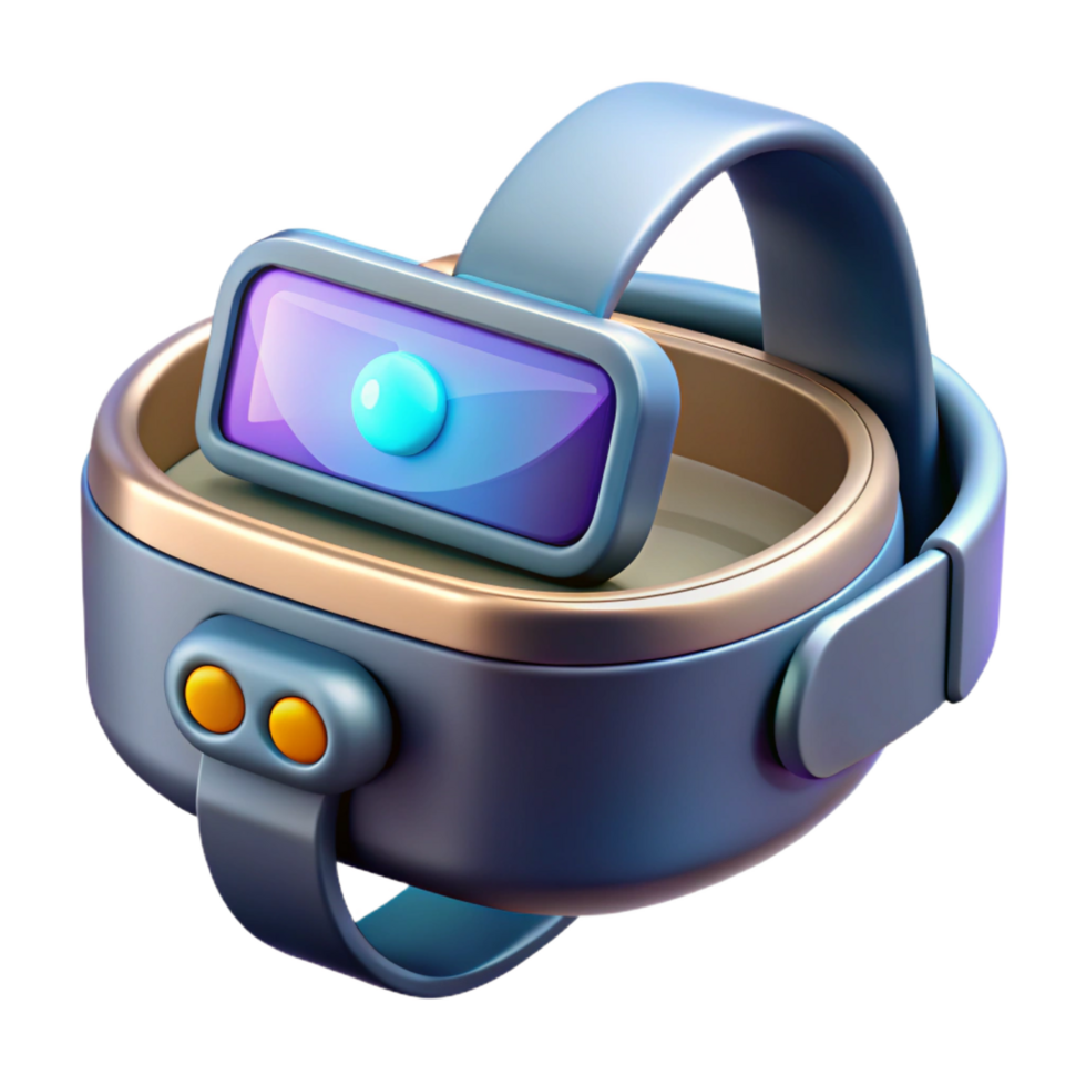 breathtaking surreal High-tech wearable computer with holographic display and voice controls. NO BACKGROUND with Transparent Background. 4K png