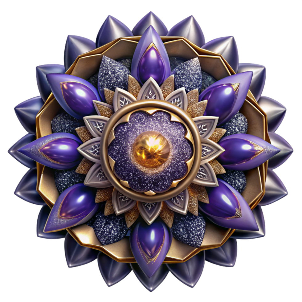 elegant contemporary Simple Mandala Form Indigo Transparent Background high quality png