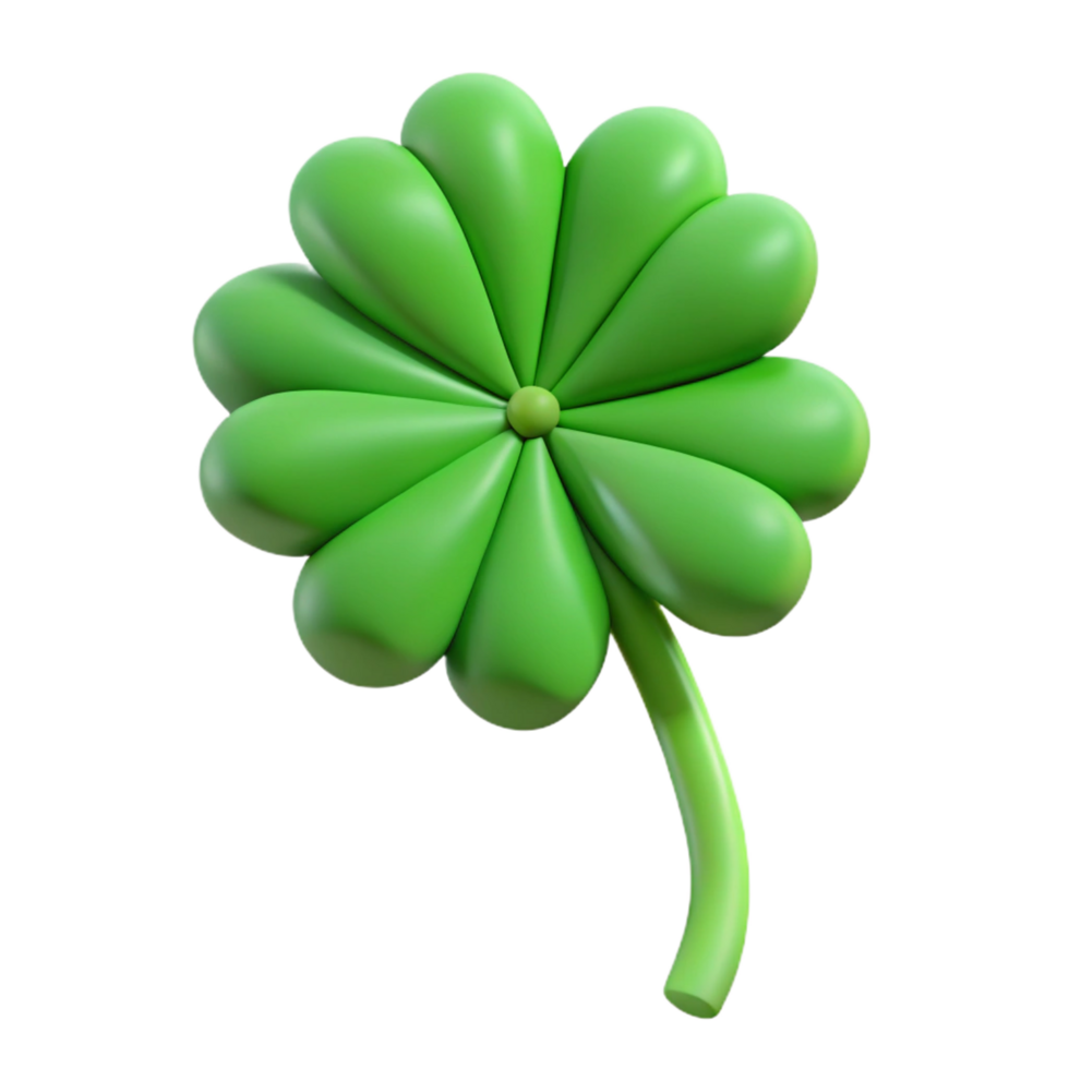 dreamy hypnotic Single four-leaf clover NO BACKGROUND with Transparent Background. high resolution png