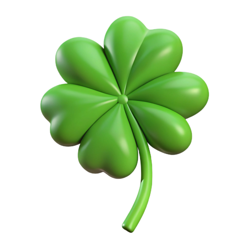 distinguished minimalist Single four-leaf clover NO BACKGROUND with Transparent Background. handcrafted png