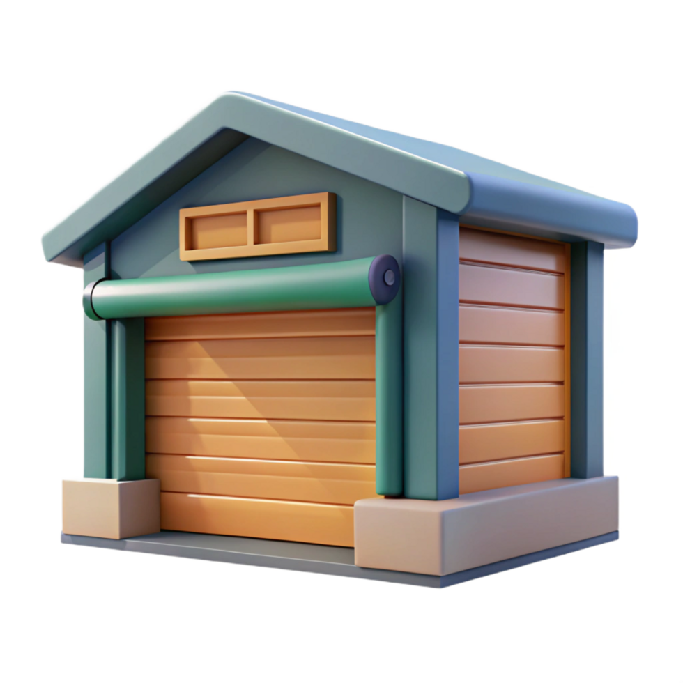 breathtaking nostalgic mid-century Garage door, sectional, automatic, NO BACKGROUND with Transparent Background. gallery standard png
