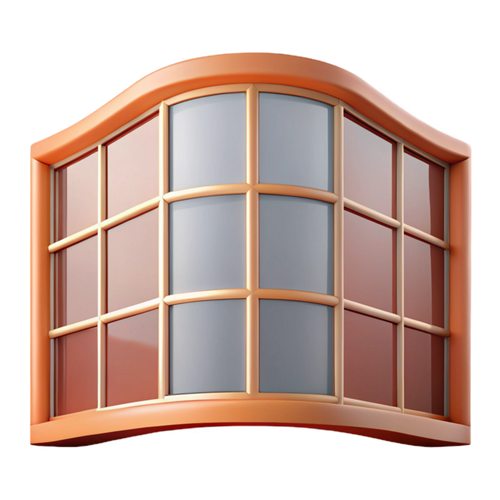 distinguished modern Bay window, curved, multi-paned, NO BACKGROUND with Transparent Background. impeccable png