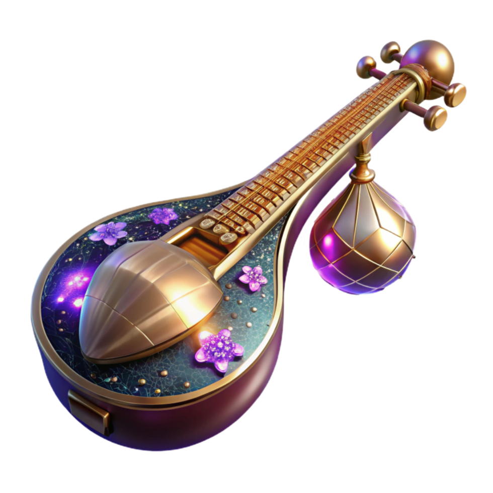 wonderful classic Sitar Isolated with Intricate Detail Transparent Background exclusive png