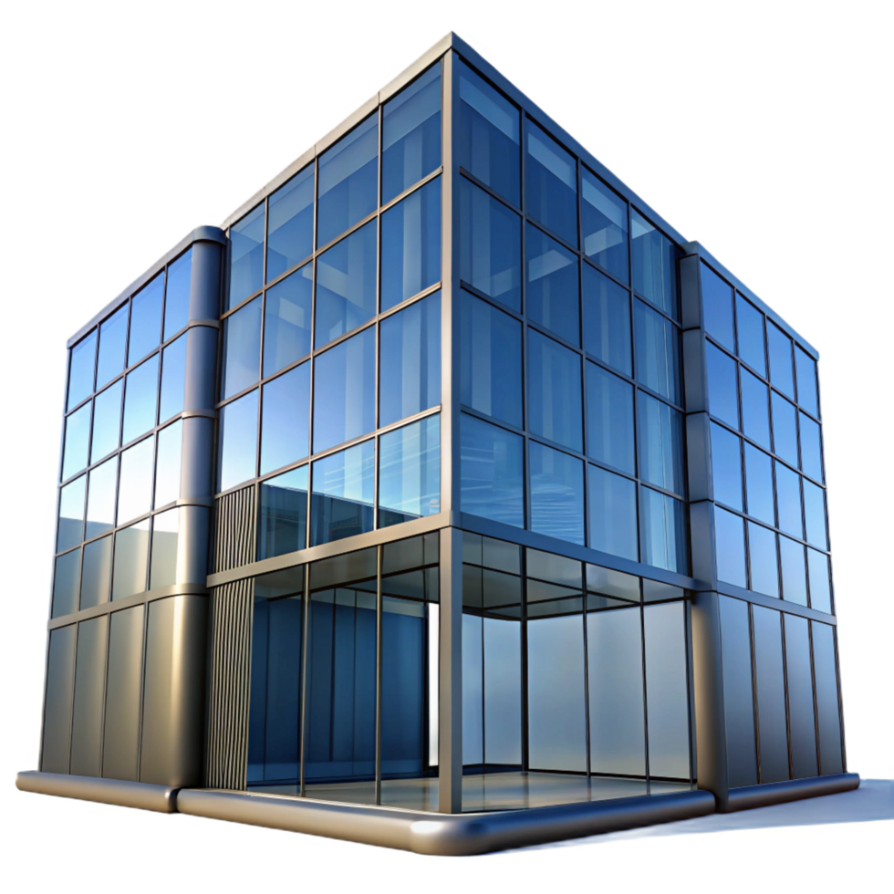 celebrated tropical Glass facade, reflective, modern, NO BACKGROUND with Transparent Background. flawless png