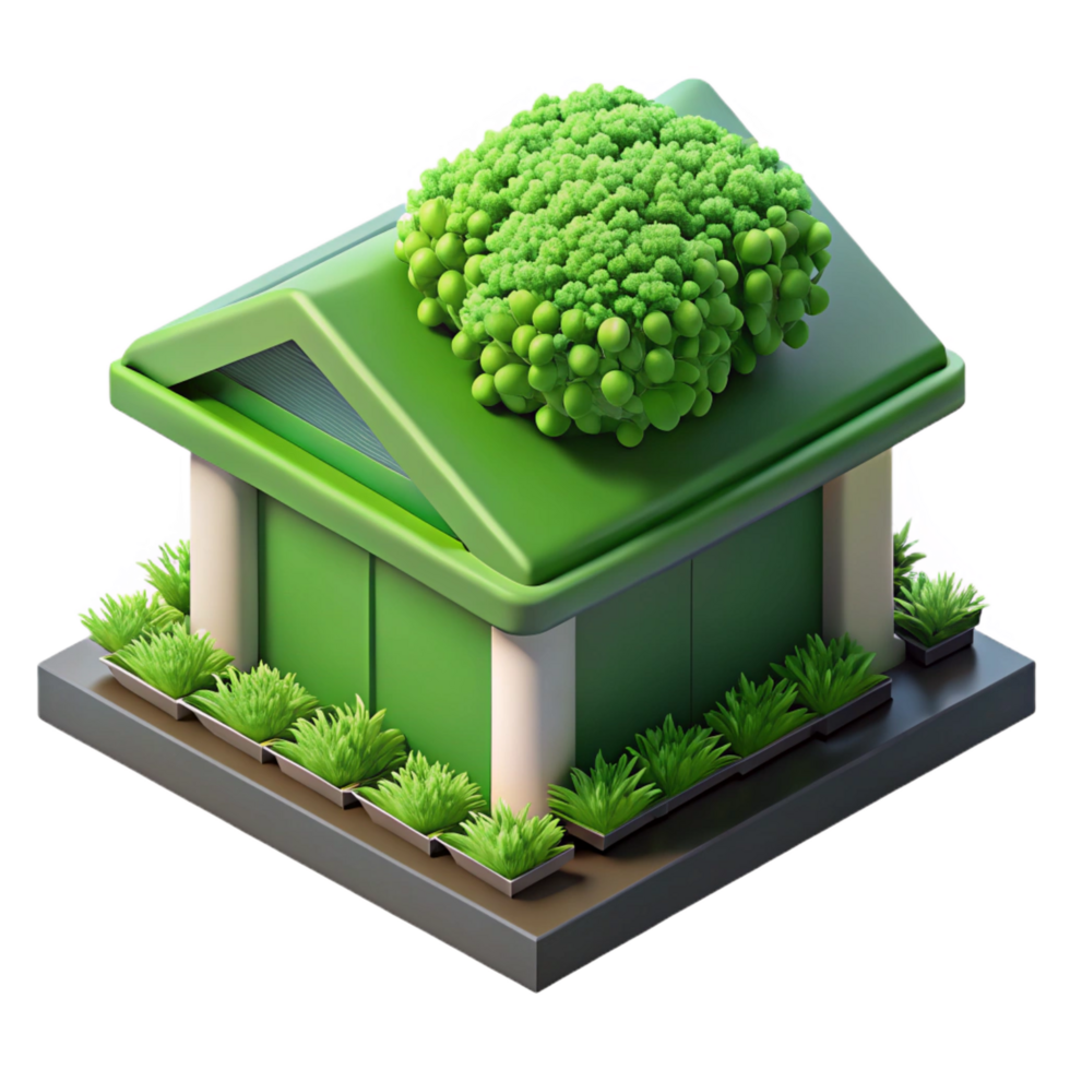 breathtaking coastal Green roof, vegetation, sustainable, NO BACKGROUND with Transparent Background. luxury png