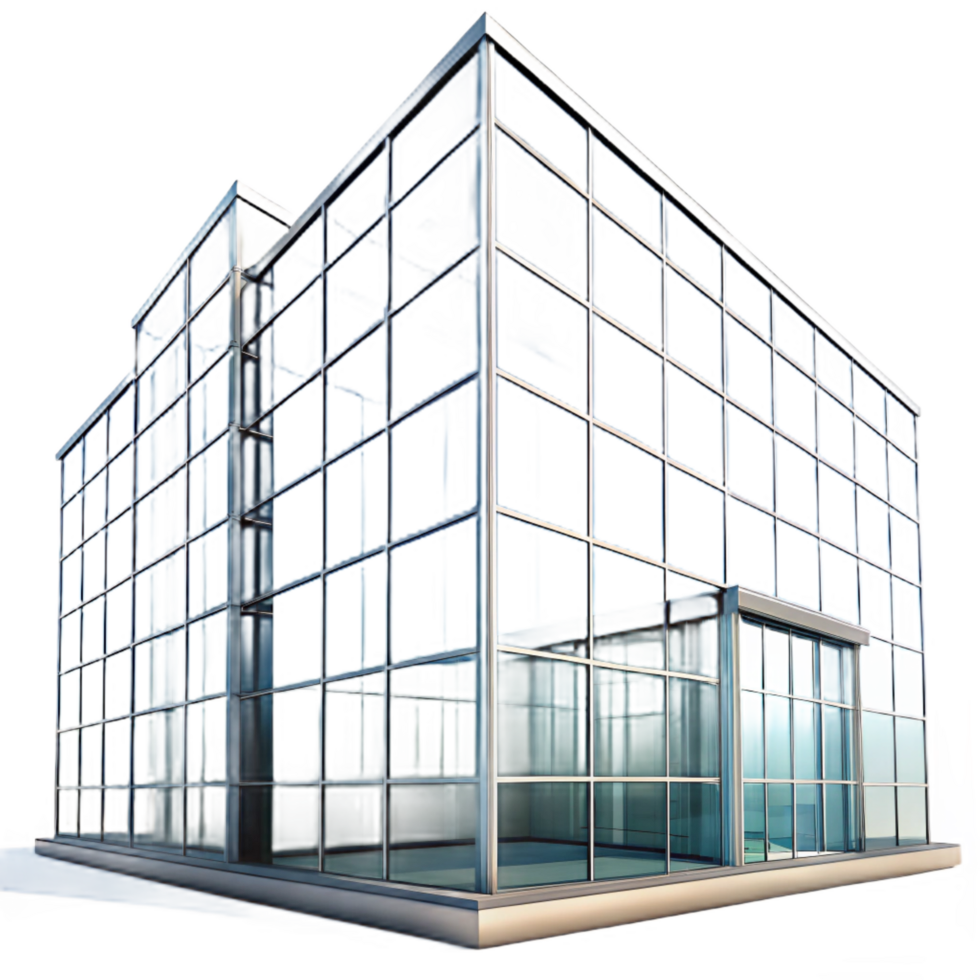dazzling gothic Glass facade, reflective, modern, NO BACKGROUND with Transparent Background. precision png