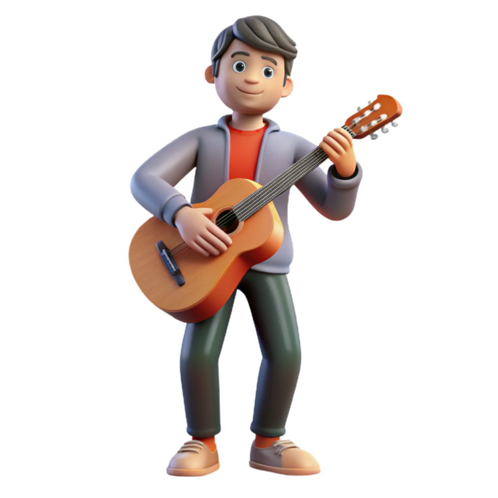 alluring ethereal vintage Musician, holding guitar, NO BACKGROUND with Transparent Background. precision png