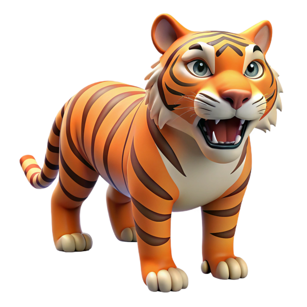 dramatic breathtaking Tiger, stripes, fierce expression, NO BACKGROUND with Transparent Background. perfect clarity png