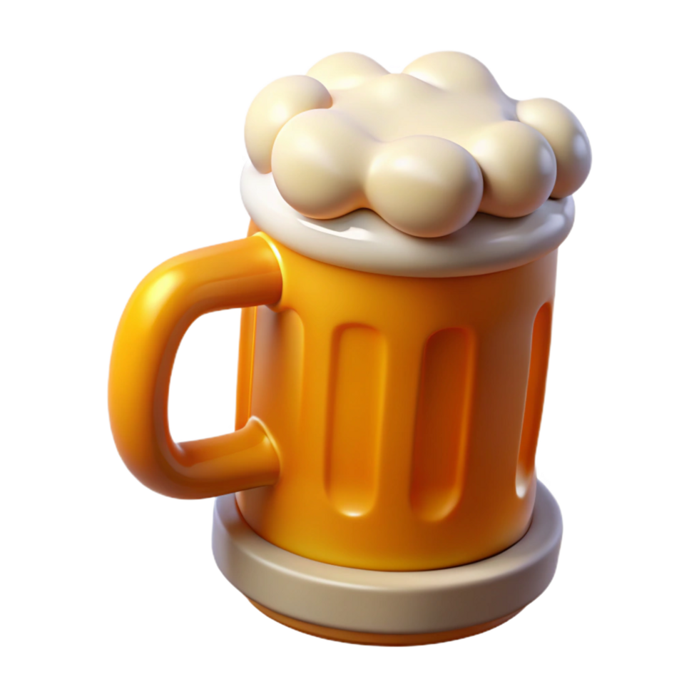 alluring geometric Beer mug, frothy, NO BACKGROUND with Transparent Background. flawless png