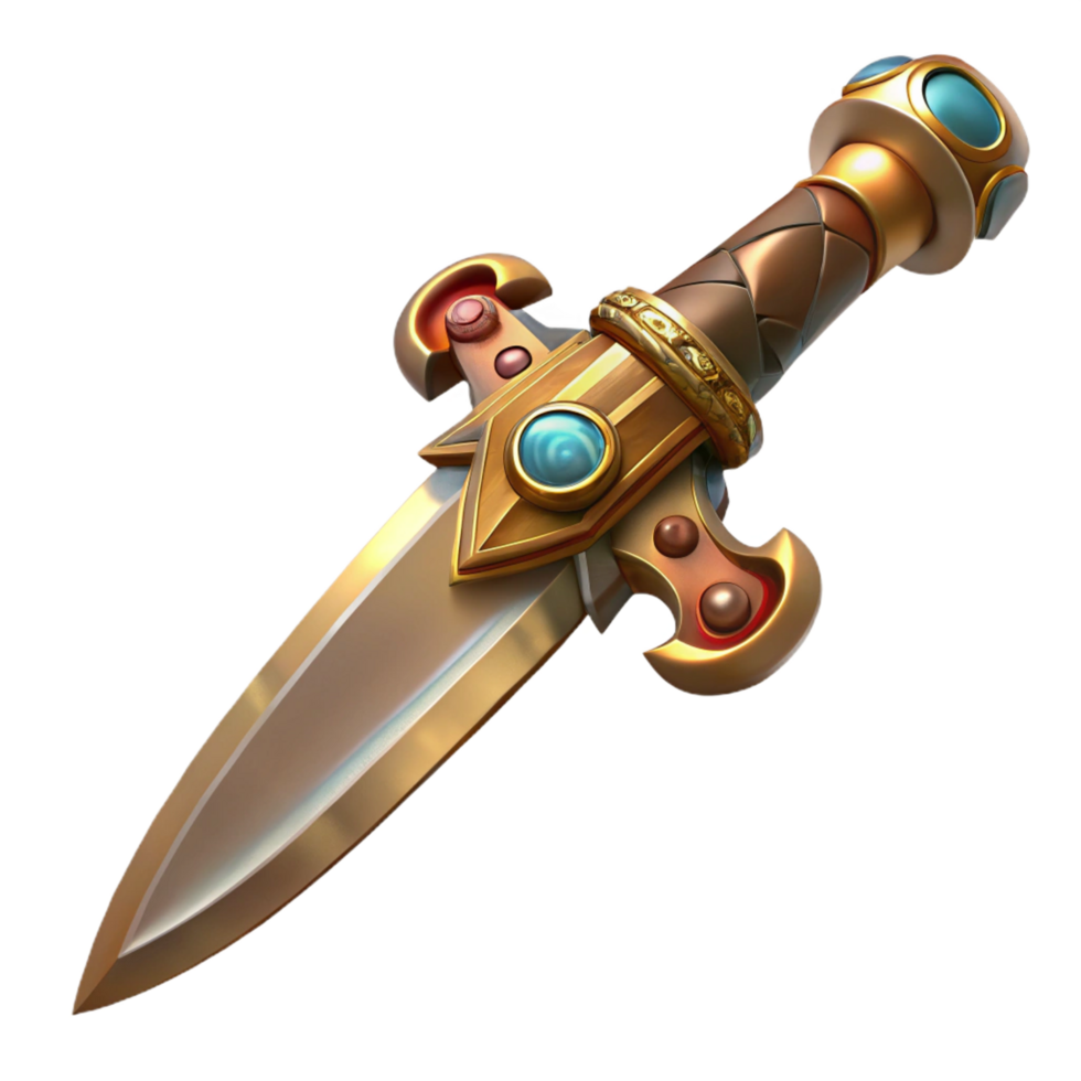 elegante célebre steampunk punhal com ornamentado lidar com e afiado lâmina. não fundo com transparente fundo. png