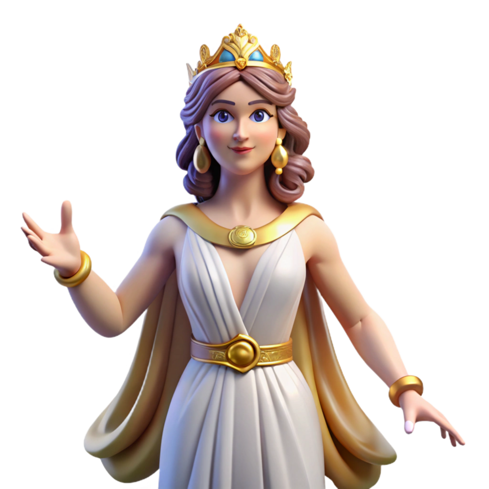 dramatic unparalleled Hera, queen of the gods, majestic pose, NO BACKGROUND with Transparent Background. png