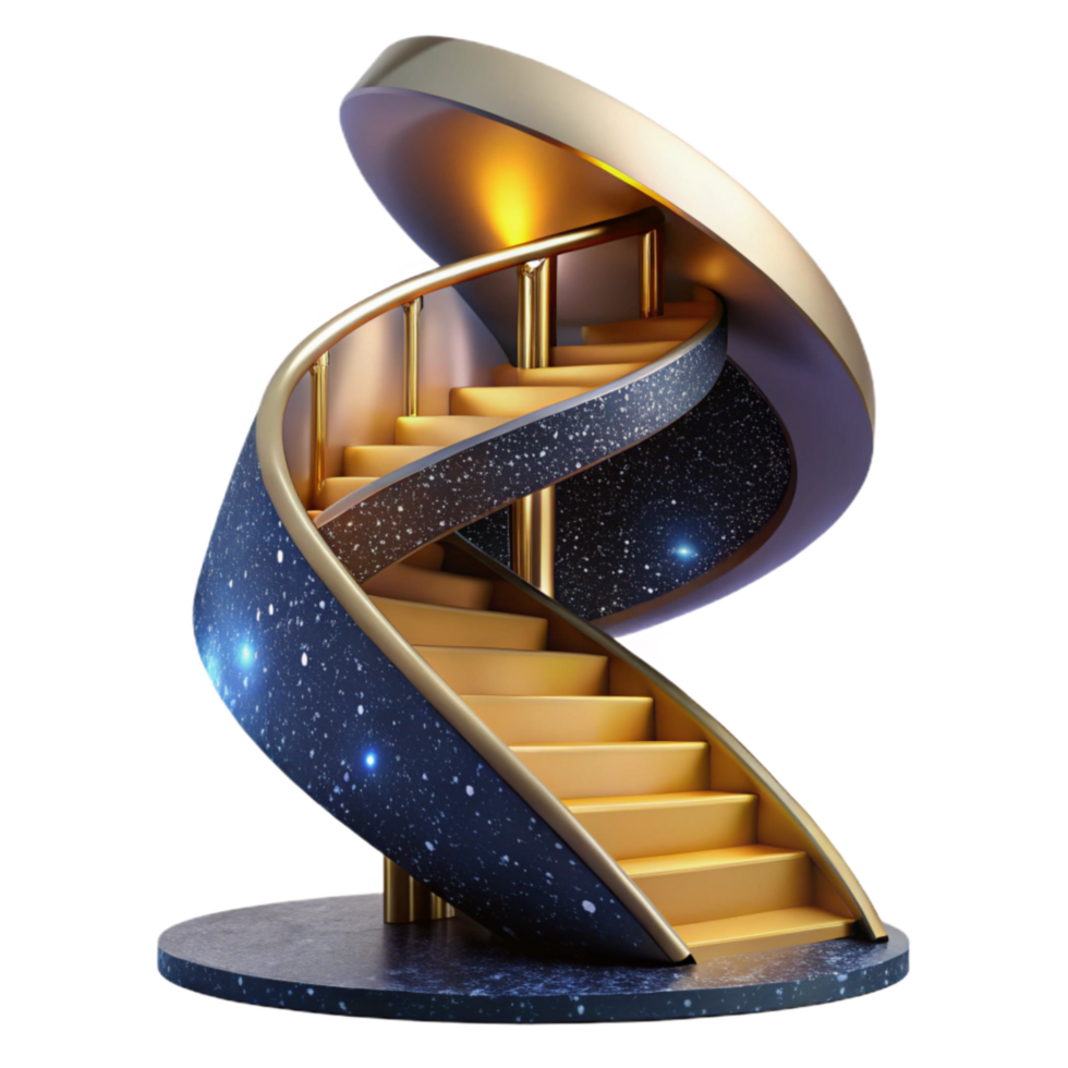 beautiful contemporary Spiral Staircase Low Angle Cutout Isolated professional png