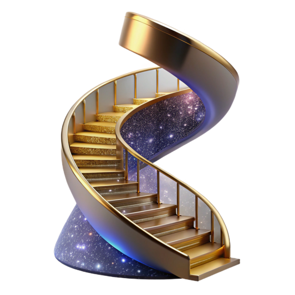 vibrant minimalist Spiral Staircase Isolated Upward Perspective Transparent Background detailed png