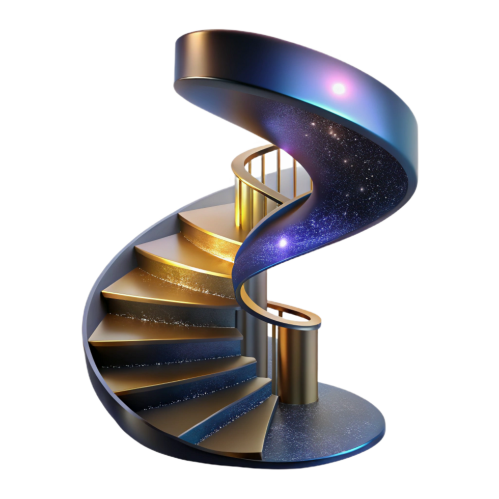 serene minimalist Spiral Staircase with Realistic Shadow Isolated detailed png