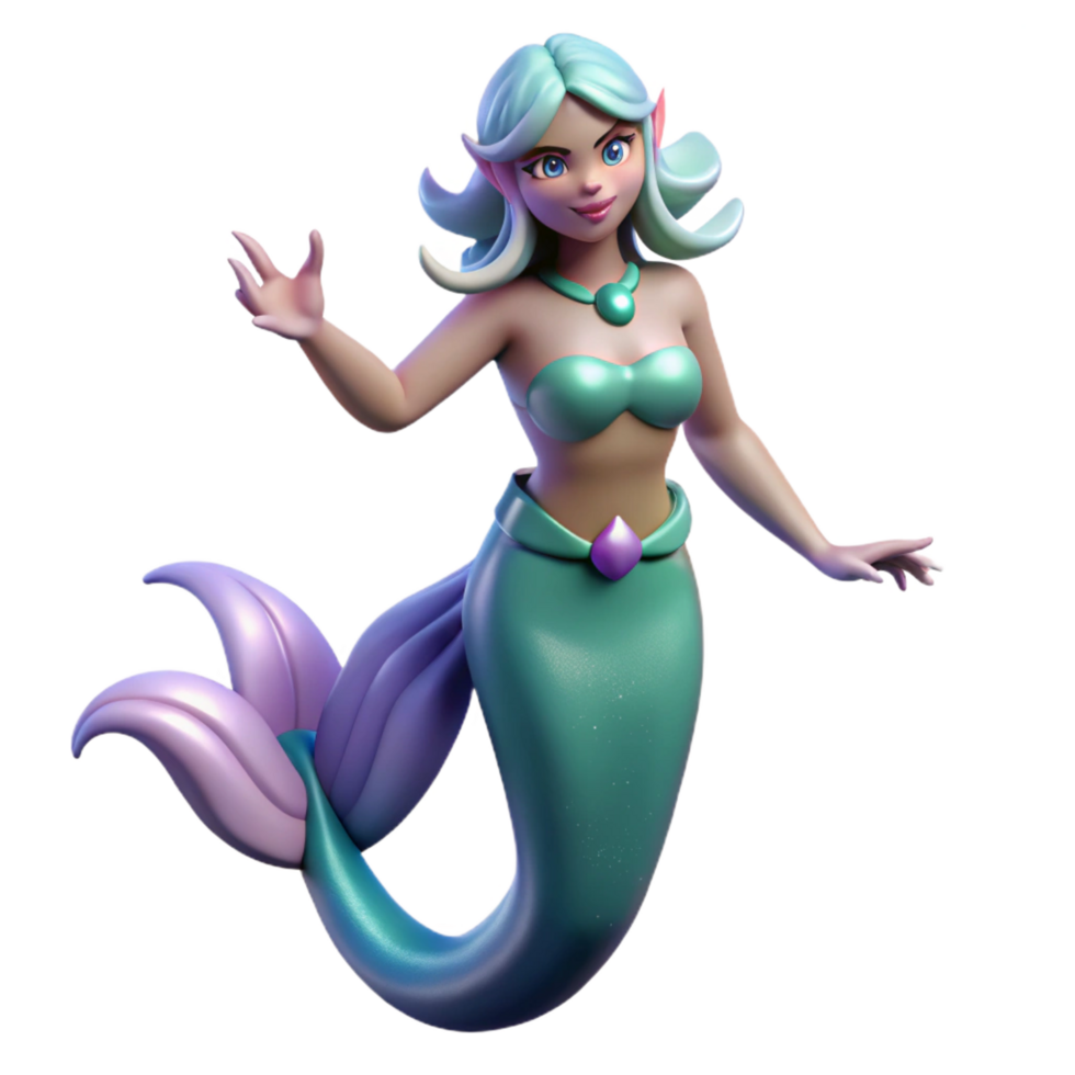 coveted artistic Siren, mythical creature, alluring voice, NO BACKGROUND with Transparent Background. museum quality png