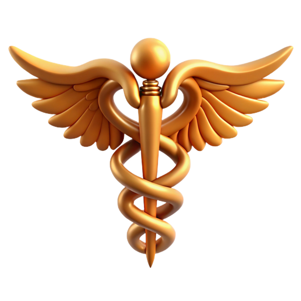 captivating intense traditional Caduceus, symbol of Hermes, healing and commerce, NO BACKGROUND with Transparent Background. premium png