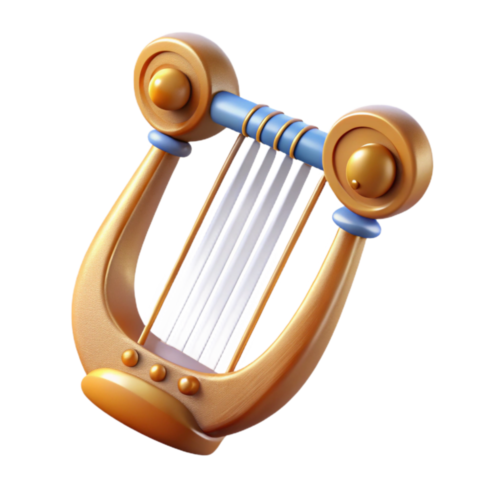 elegant unparalleled Harp of Apollo, musical instrument, god of music, NO BACKGROUND with Transparent Background. png