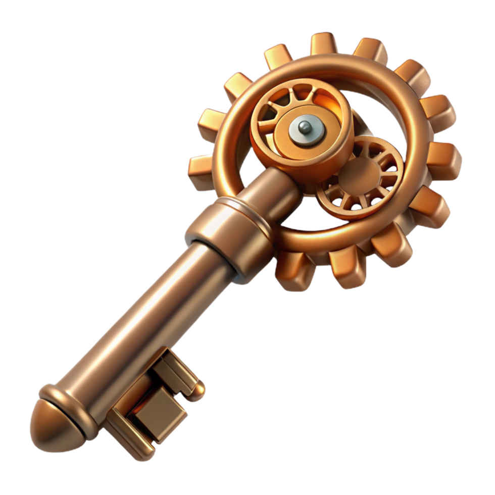 sedutor extraordinário steampunk chave com intrincado relógio mecanismos. não fundo com transparente fundo. png