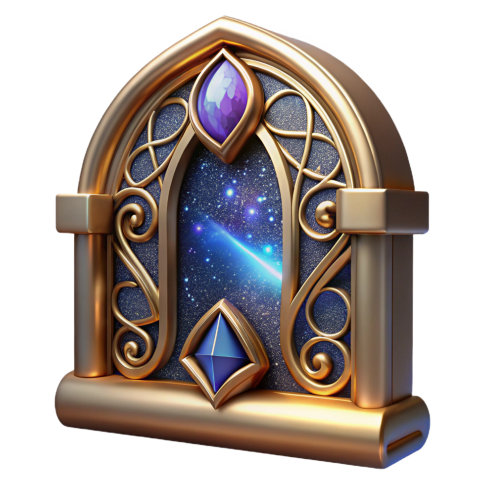 wonderful classic Stained Glass Window Section with Scrollwork Transparent authentic png