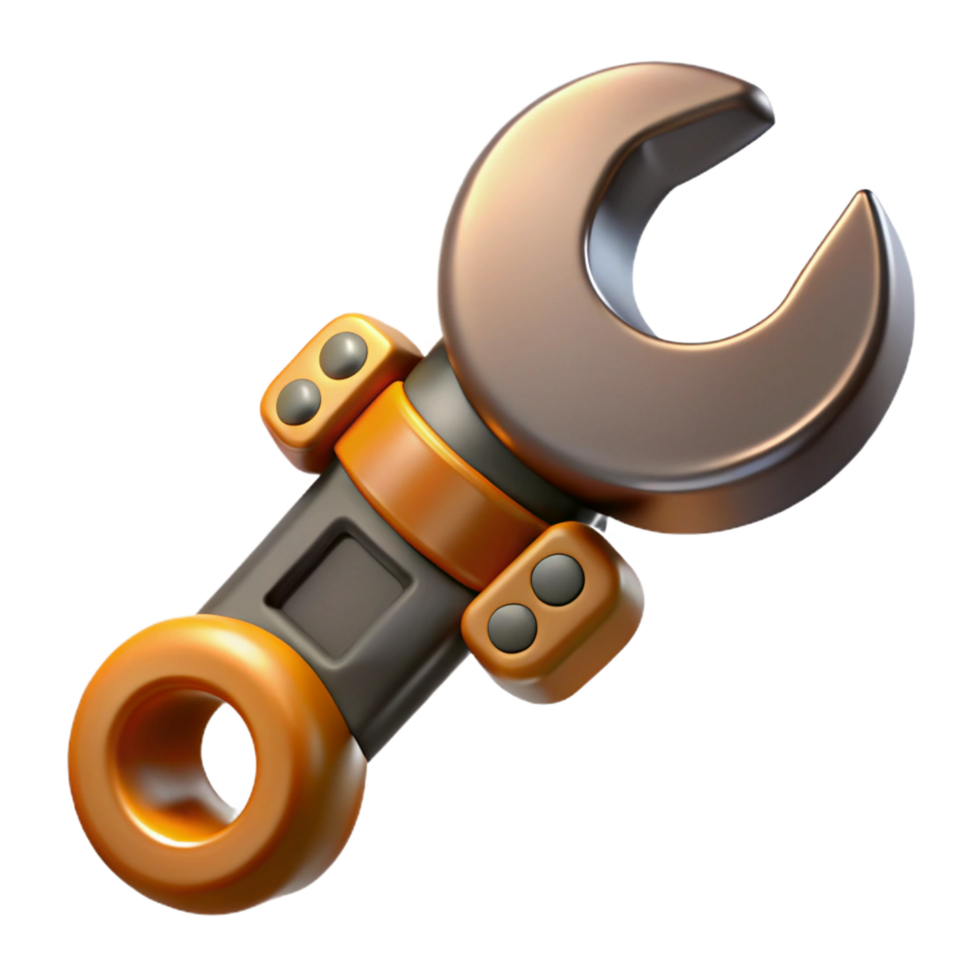 alluring urban Steampunk wrench with a crescent-shaped head and a knurled handle. NO BACKGROUND with Transparent Background. refined png