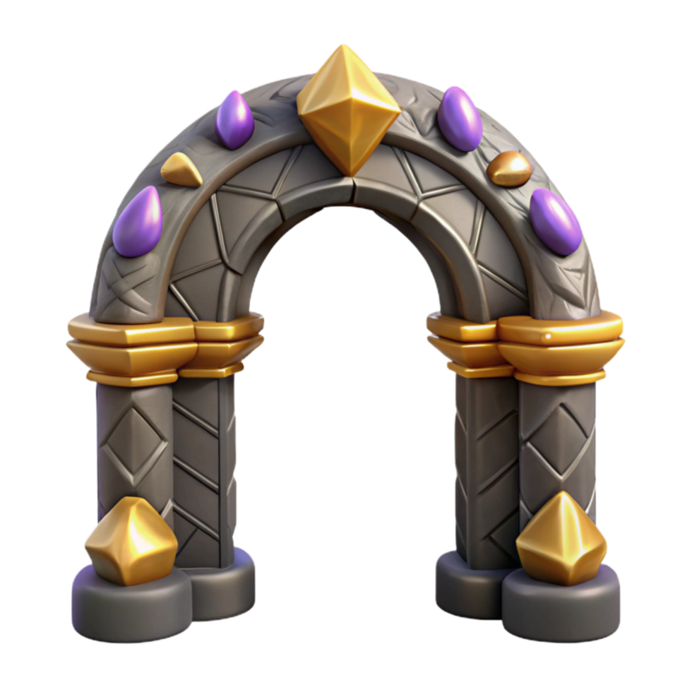 dramatic traditional Stone Archway with Decorative Carvings Isolated Element exclusive png