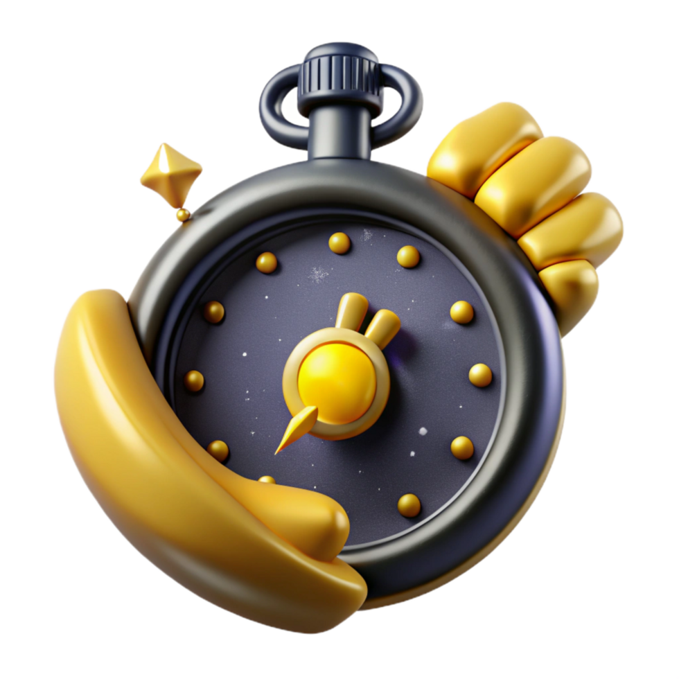 wonderful rustic Stopwatch with Yellow Hand Isolated Element detailed png