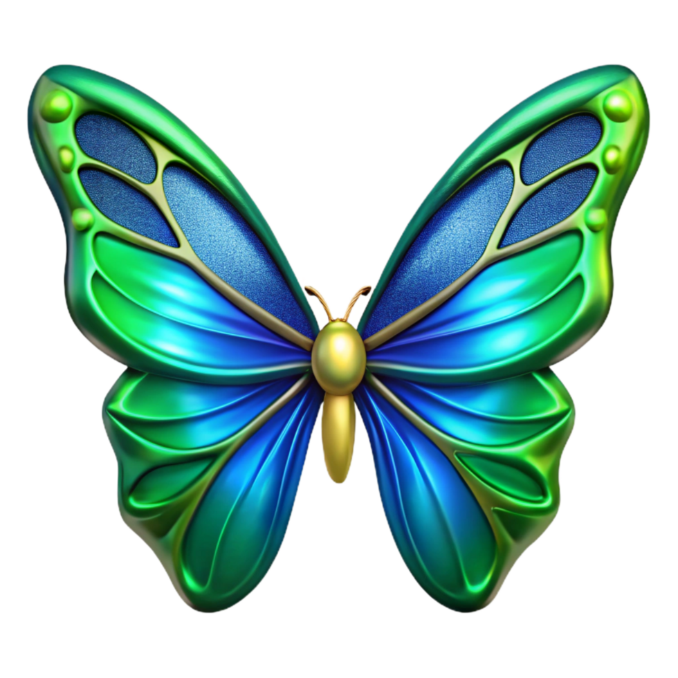 stunning modern Symmetrical Butterfly Wings Blue and Green Isolated professional png